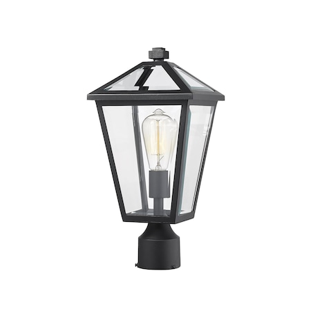 Z-Lite Talbot 1 Light Outdoor Post Mount Fixture, Black & Clear Beveled 579PHMR-BK